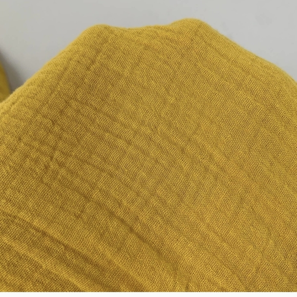 Magashoni Midi Dress Organic Gauze Size Small Yellow Button Front Short Sleeve - Picture 6 of 15